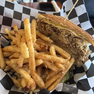 Good fries and Cuban sandwich very big and filling