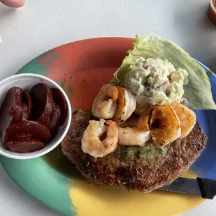 Surf &amp; Turf with potato salad and beets