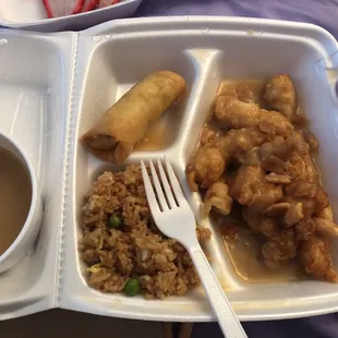 almond fried chicken lunch with extra gravy