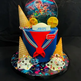 an ice cream cone and ice cream