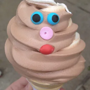 Chocolate and vanilla swirl with a face!