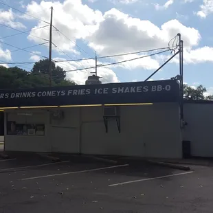 The outside of the building.