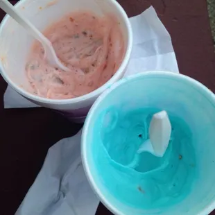 Strawberry butterfingers  &amp; blueberry cookie dough blitz.