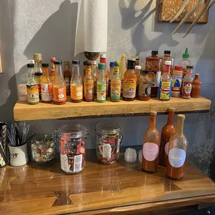 Hot sauce selection