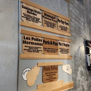 Burrito menu