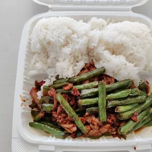 Lunch Special #5: String Bean with Beef in Black Bean Sauce.
