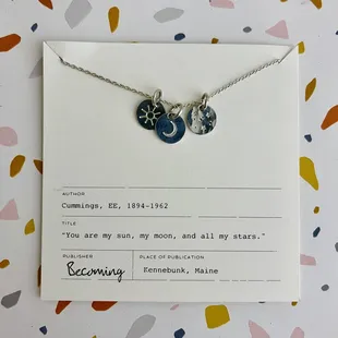 Handmade and heartfelt necklaces from Becoming Jewelry are always a favorite! 
https://www.silverinthecity.com/search/becoming/
