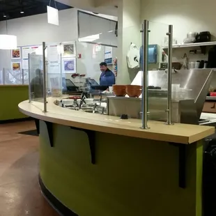 Food prep area where you wait for your order.