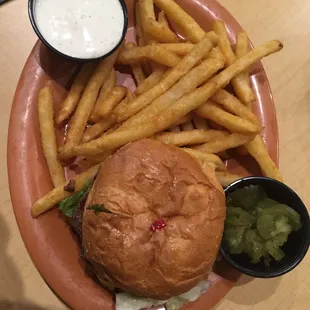 American burger with fries
