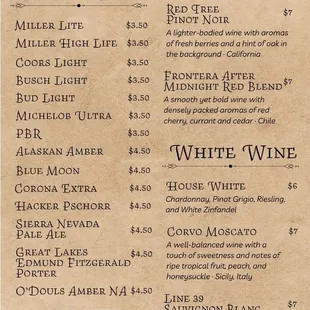 Drink Menu 2023