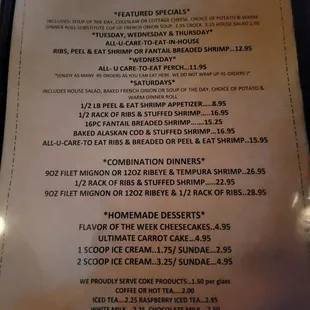 Menu as of 4/21/2021