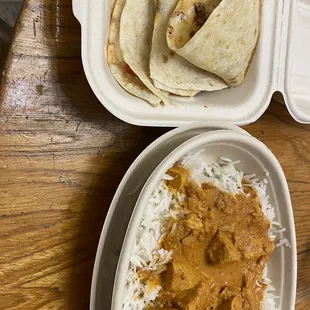 Chicken Curry and a Steak Quesadilla