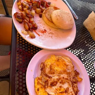 The eggs in this picture were sent back because they were raw , this restaurant did not bother to make a fresh batch.