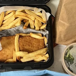 Fried cod and fries