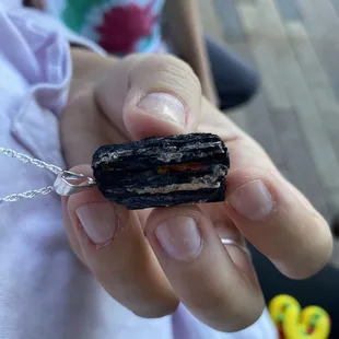 Black tourmaline on sterling silver chain - $40