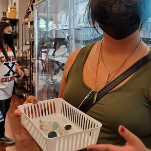 Sammie buying great Opal bracelet.