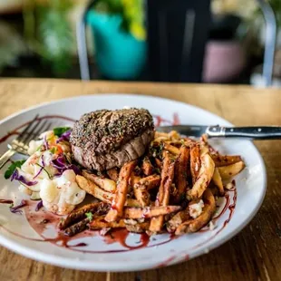 Steak Frites w/ port wine reduction