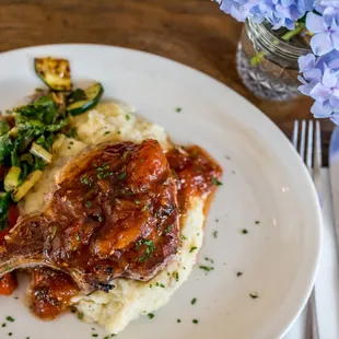 Pork Chop with Peach Jalapeno Jam