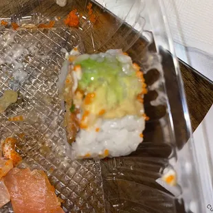 They call this putting avocado on sushi? It&apos;s just a smear color.