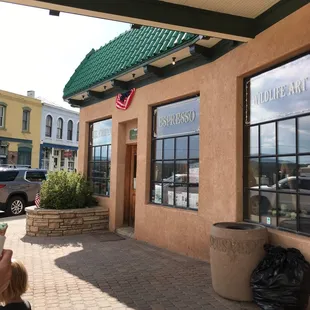 a woman and a child outside