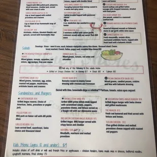 the menu for silver shores