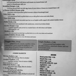 a menu for a restaurant