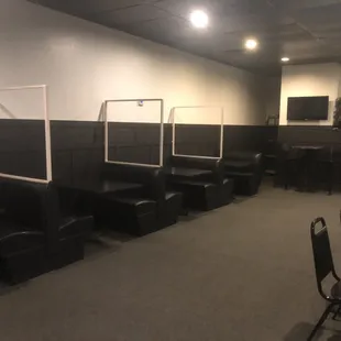 Plexiglass secured to our booths