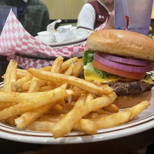 Burger and fries