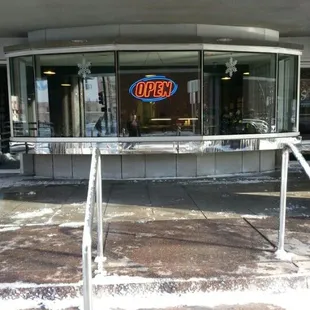 the entrance to the restaurant