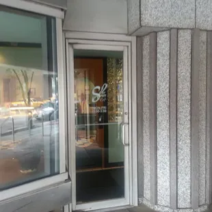 the entrance to the restaurant