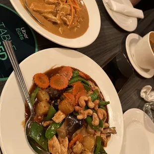 Penang curry and Cashew Chicken Entree