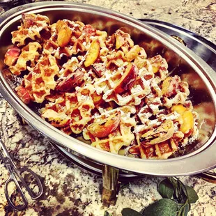 Pearl Sugared Waffles with Palisade Grilled Peaches