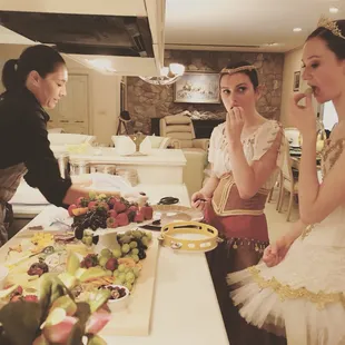 Colorado Ballet ballerinas enjoying some cheese and fruit