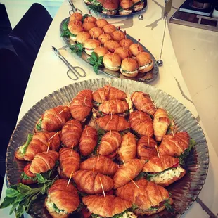 Trio of Petite Sandwiches: Smoked Chicken Salad, Turkey with Brie &amp; Cranberry Mustard, &amp; Roast Beef with Arugula &amp; Horseradish Aoli