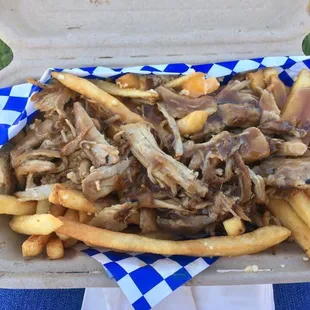 Poutine fries with Pork