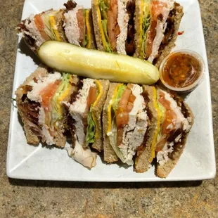 Turkey club extra bacon with side of hots