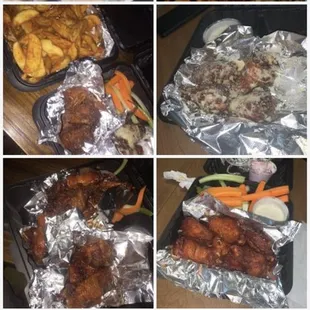 Wings, and rice, cake.