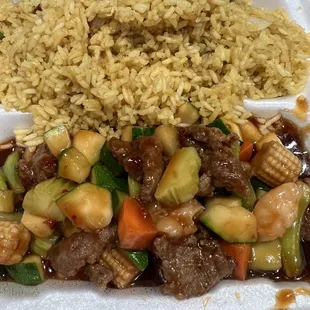 Double Dice. It&apos;s like the triple delete but No Chicken, just the beef and shrimp.