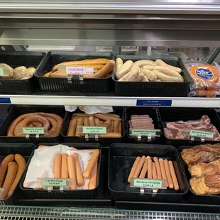 a variety of sausages
