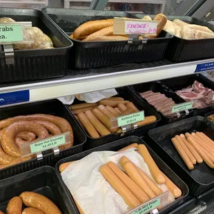 a variety of sausages