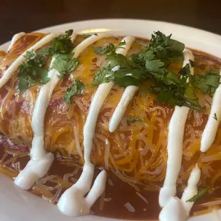 Smothered burrito, filled with spoiled rice
