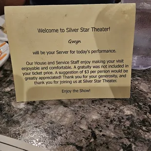 Just the blurb for the table. Gwyn was great