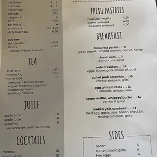 menu