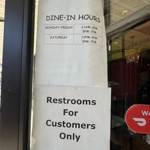 Dine-in hours as of 10/4/2024.