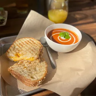 Grilled cheese and tomato bisque