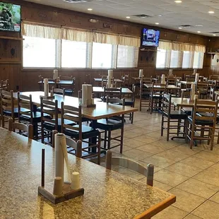 a restaurant with tables and chairs