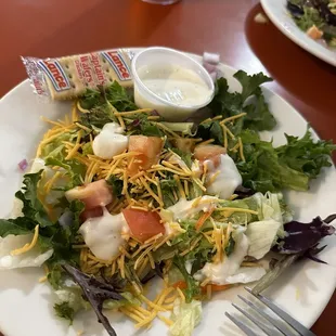 Side salad with ranch dressing