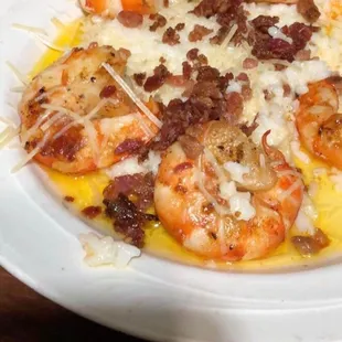 Grilled shrimp with cheese risotto