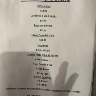 LENT MENU