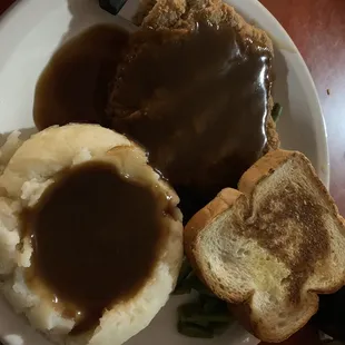 Chicken fried steak with mashed potatoes and gravy